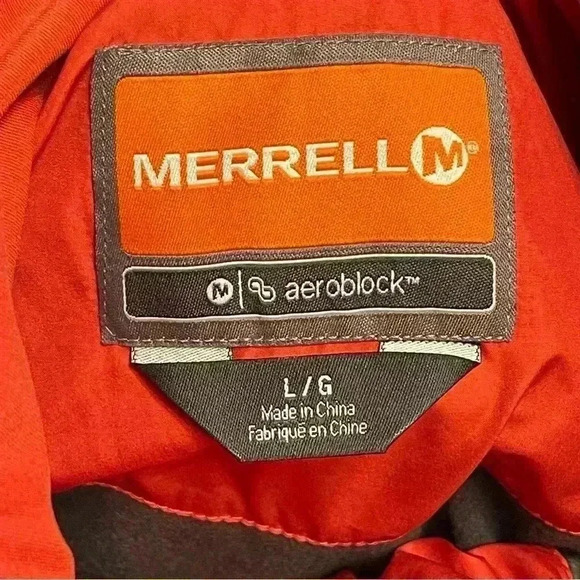 Merrell Womens Red Areoblock Long Sleeve Hooded Full-Zip Rain Jacket Size L - Picture 6 of 8